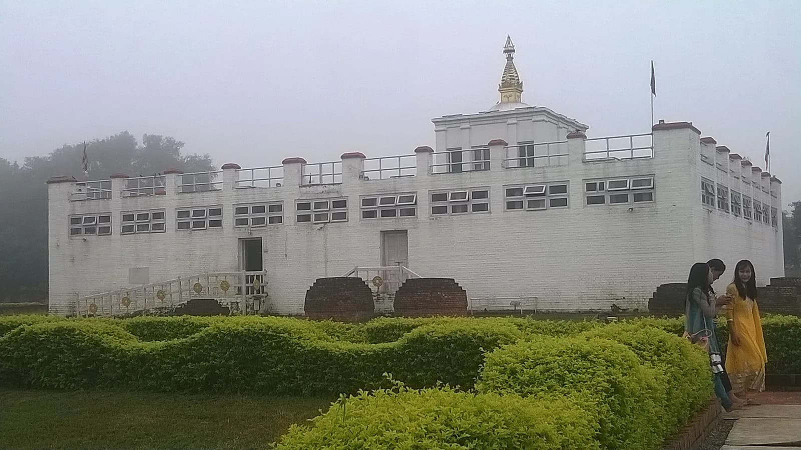 The white Maya Devi Temple at Lumbini, marking the spot where the Buddha is said to have been born
