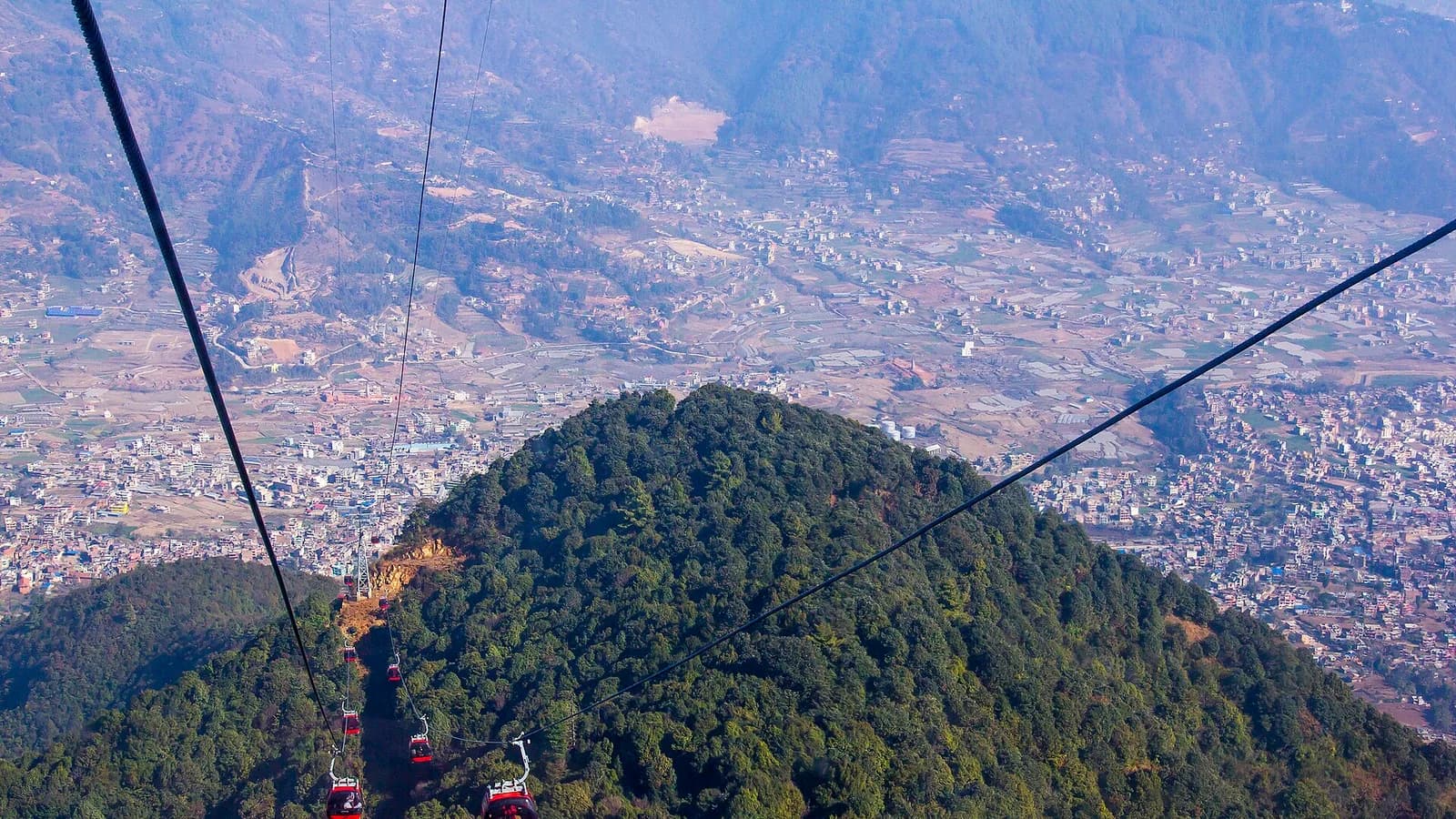 View over the Kathmandu Valley from the Chandragiri Hills cable car