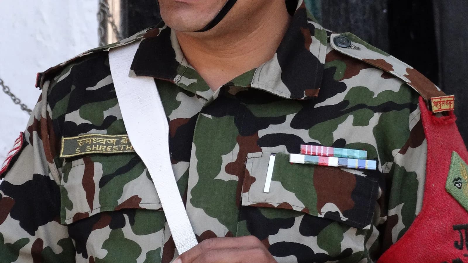 A traditional Nepali khukuri knife with its forward-curved blade, the iconic weapon and emblem of Gurkha soldiers