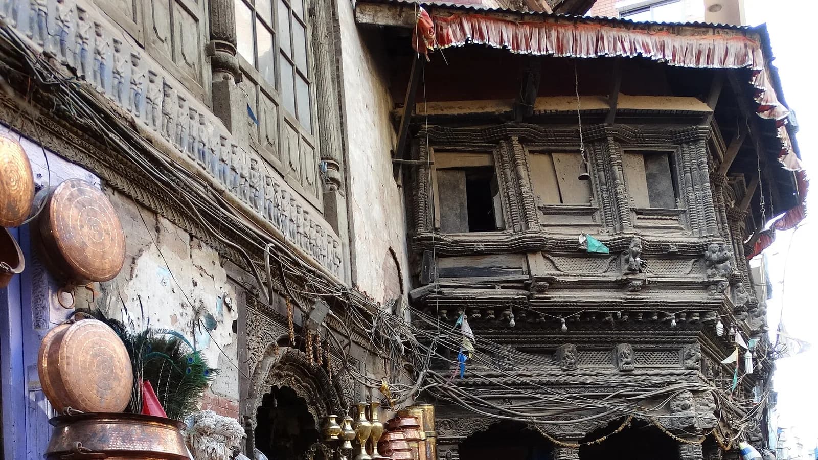 Market stalls of goods in the Thamel district of Kathmandu