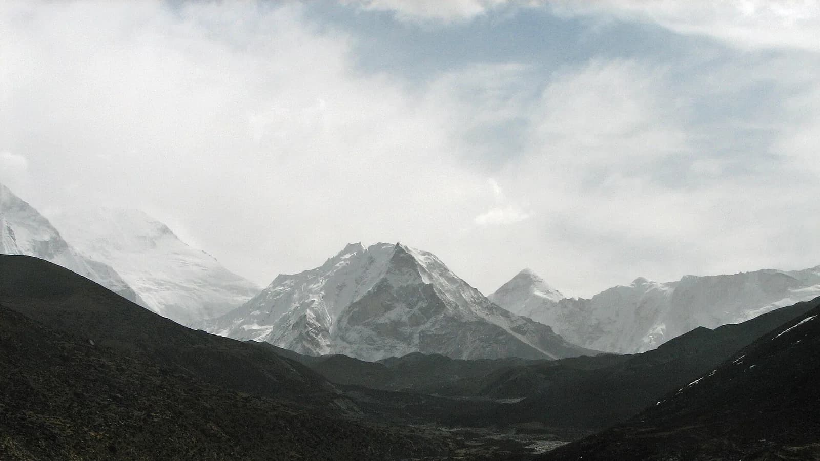 Island Peak (Imja Tse) rising among snow peaks above the Imja valley in Nepal's Everest region