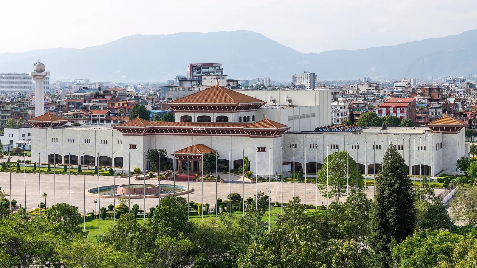 The Federal Parliament building of Nepal (Sansad Bhavan) at the International Convention Centre in Kathmandu