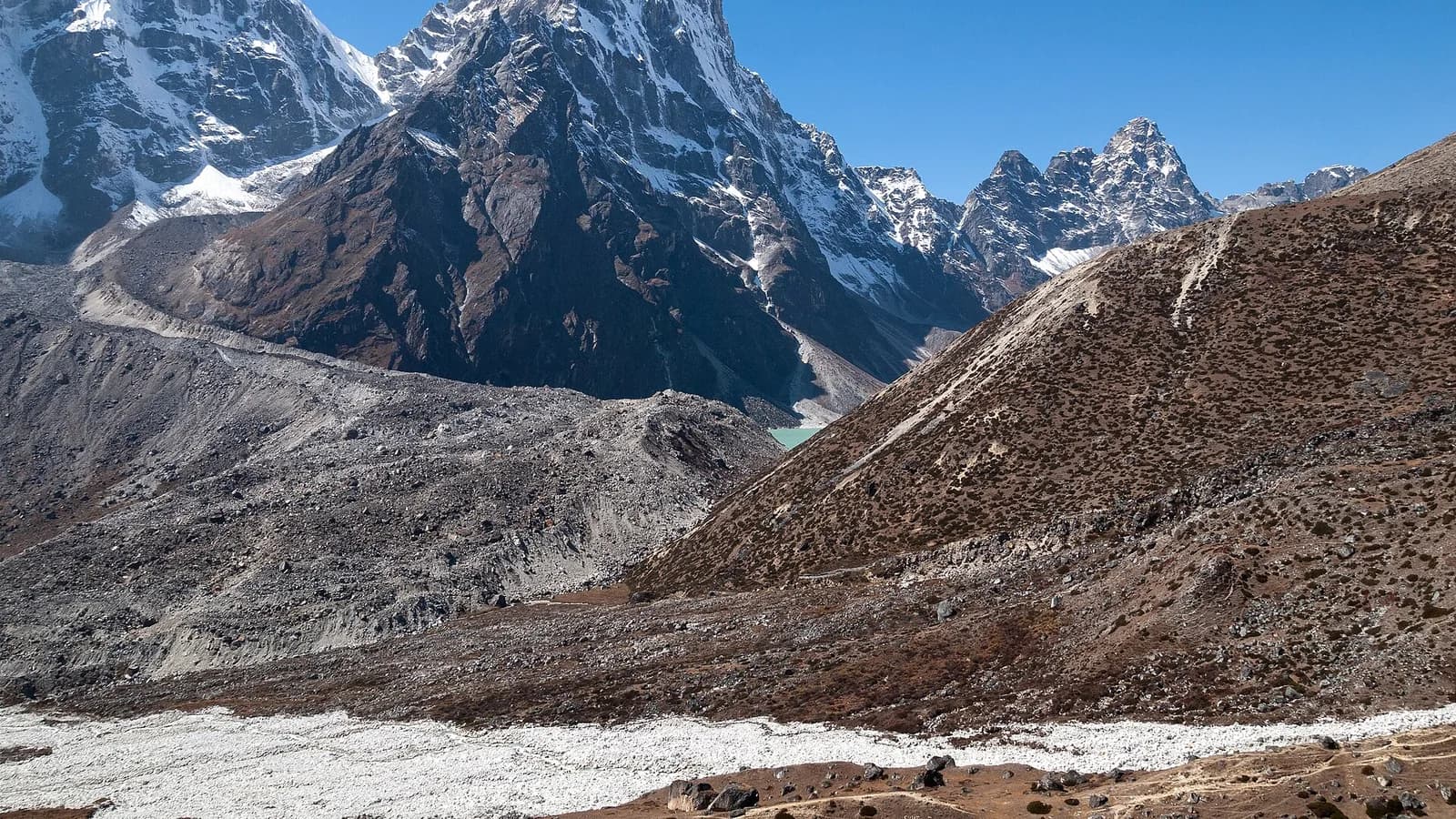 Topographic map of Nepal showing the rise from southern plains through hills to the high Himalayas