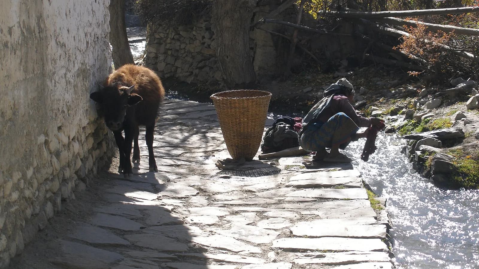 Trekking trail through the moraine between Gorak Shep and Everest Base Camp