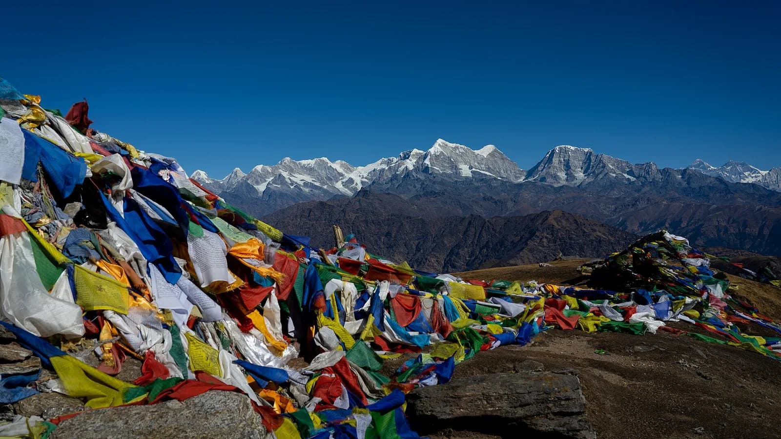 Himalayan panorama including Everest from the Pikey Peak area, Solu region, Nepal