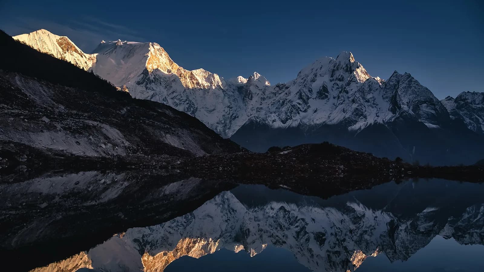 Himalayan peaks in the Manaslu region of Nepal, on the route to the remote Tsum Valley