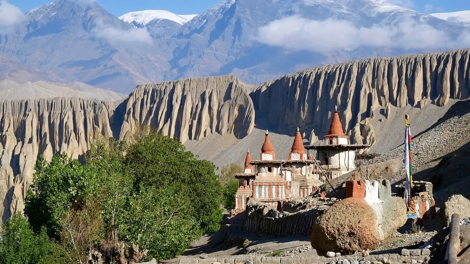 The walled town of Lo Manthang on the high desert plateau of Upper Mustang, Nepal