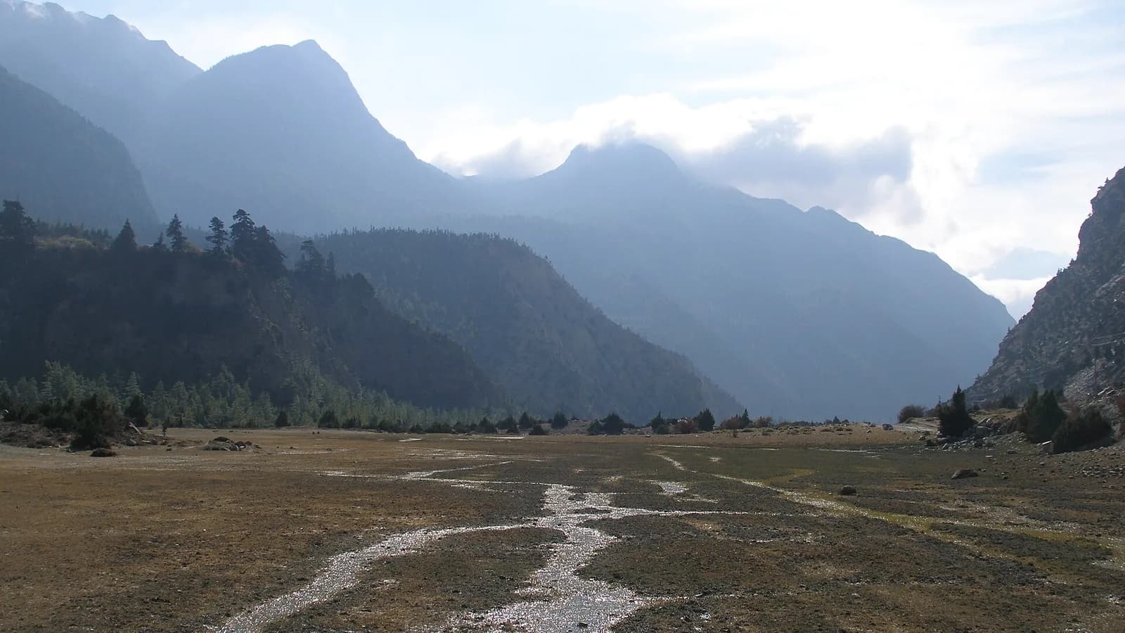 The arid Kali Gandaki valley cutting through the Himalaya in Nepal